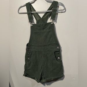 Olive Green Overall Shorts